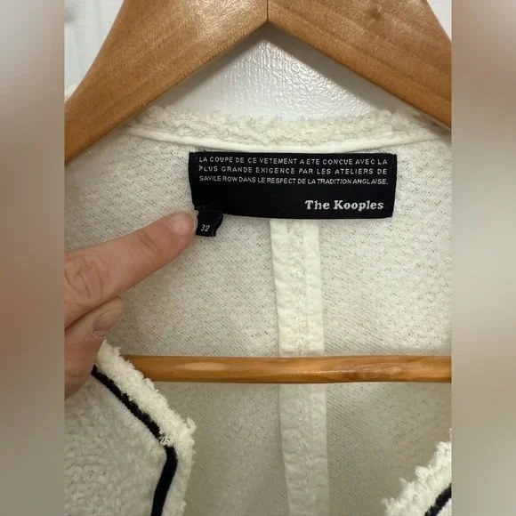 Women’s The Kooples White Cardigan With Black Trim Size EU 32/US 0 Quiet Luxury - Picture 3 of 9